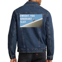 Dwight You Ignorant Poster Cool Men Denim Jacket | Artistshot