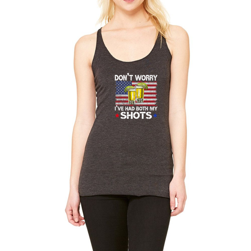 Don't Worry I've Had Both My Shots Funny Us Flag Racerback Tank by asheeelaydif | Artistshot