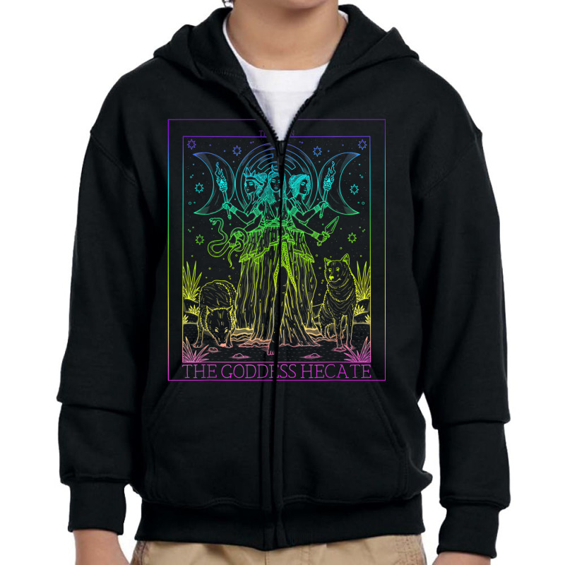 The Goddess Hecate Tarot Card Triple Moon Witch Hekate Wheel Youth Zipper Hoodie by RobertRayColton | Artistshot