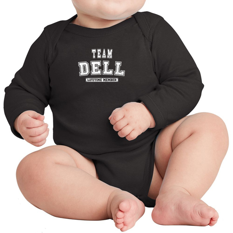 Team Dell Lifetime Member Family Last Name Long Sleeve Baby Bodysuit | Artistshot