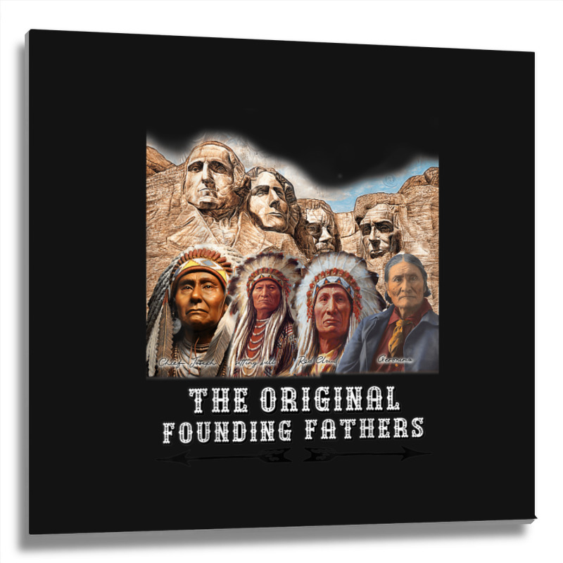 Original Founding Fathers Native American Retro Tribe Pride Metal Print Square | Artistshot