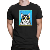 Alaskan Malamute Portrait Pop Art Mally Dog With Sunglasses T-shirt | Artistshot