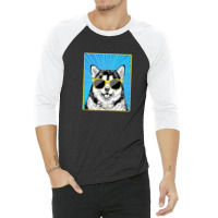 Alaskan Malamute Portrait Pop Art Mally Dog With Sunglasses 3/4 Sleeve Shirt | Artistshot