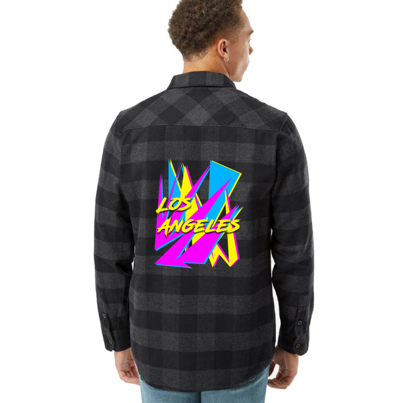 Los Angeles Retrowave Sharp Angles Cmyk Neon 80s Edition 1 Flannel Shirt by BeckiePage | Artistshot