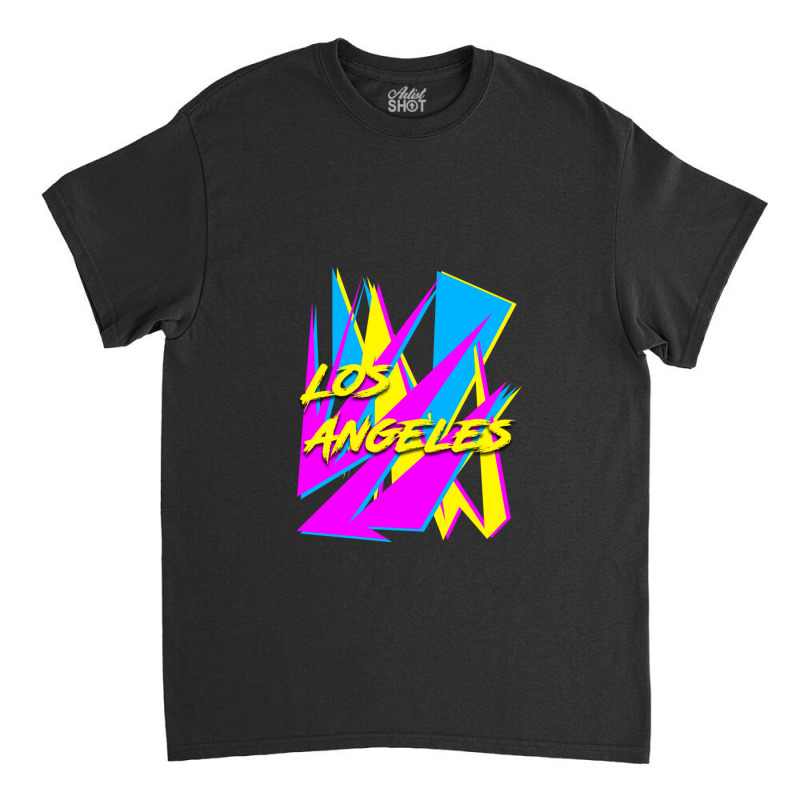 Los Angeles Retrowave Sharp Angles Cmyk Neon 80s Edition 1 Classic T-shirt by BeckiePage | Artistshot