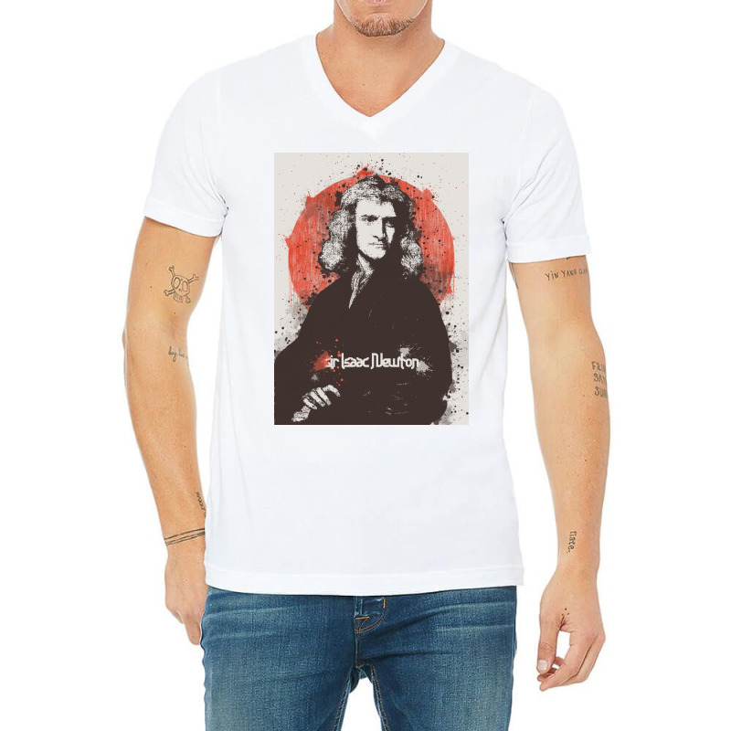 Sir Isaac Newton Painting Art V-neck Tee | Artistshot