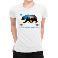 Alhambra California Republic Bear Silhouette Starry Night T Shirt Ladies Fitted T-shirt | Artistshot