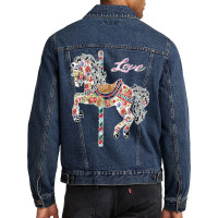 Carousel Horse Vintage Illustration Quilting Style Shirt. Men Denim Jacket | Artistshot