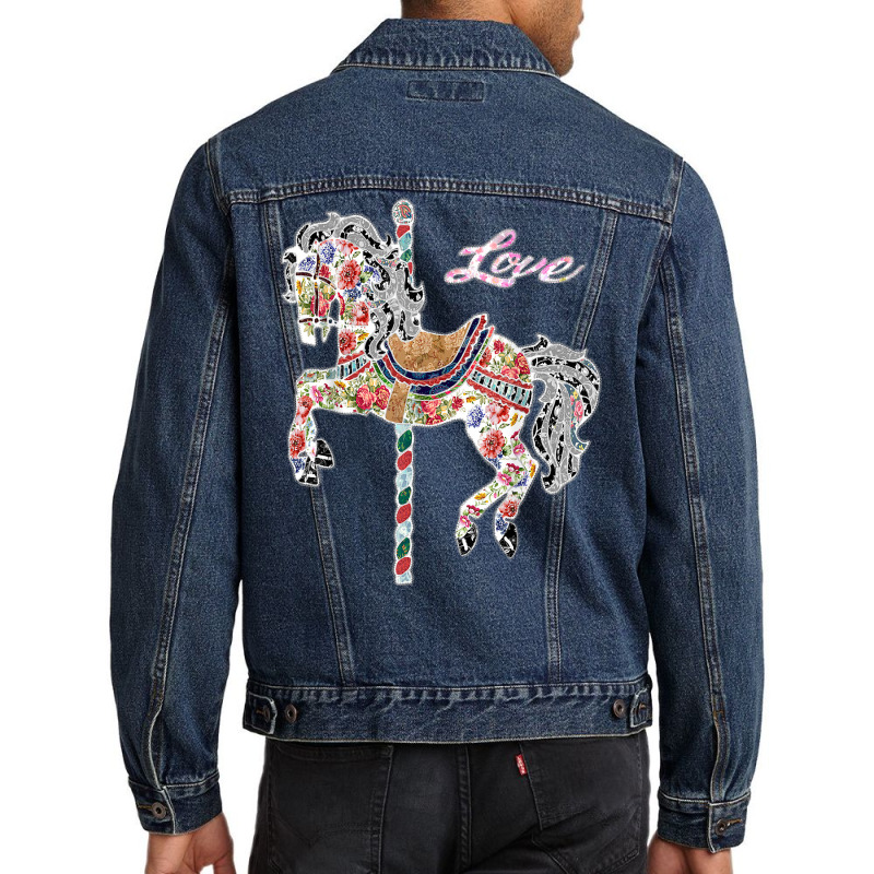 Carousel Horse Vintage Illustration Quilting Style Shirt. Men Denim Jacket | Artistshot