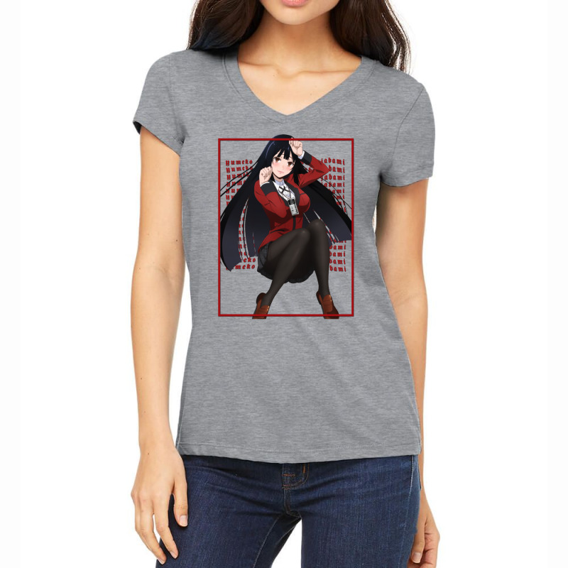 Yumeko Jabami Red Edgy Overload Women's V-Neck T-Shirt by yustycicianc | Artistshot