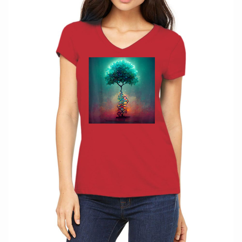 Earth Life Genetics Biologist Science Dna Tree T Shirt Women's V-Neck T-Shirt by alysestick8m7 | Artistshot