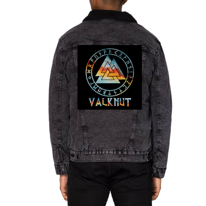 Valknut Vikingviking Norse Runes Viking  Girl Aesthetic Unisex Sherpa-lined Denim Jacket | Artistshot