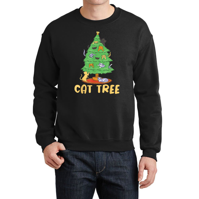 Cat Tree With Cats And Christmas Tree Crewneck Sweatshirt | Artistshot