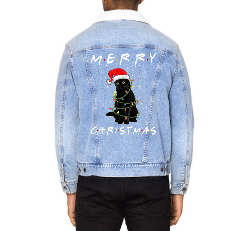 Christmas Cat For Men Funny Cat Christmas Pajama Decoration Unisex Sherpa-lined Denim Jacket | Artistshot