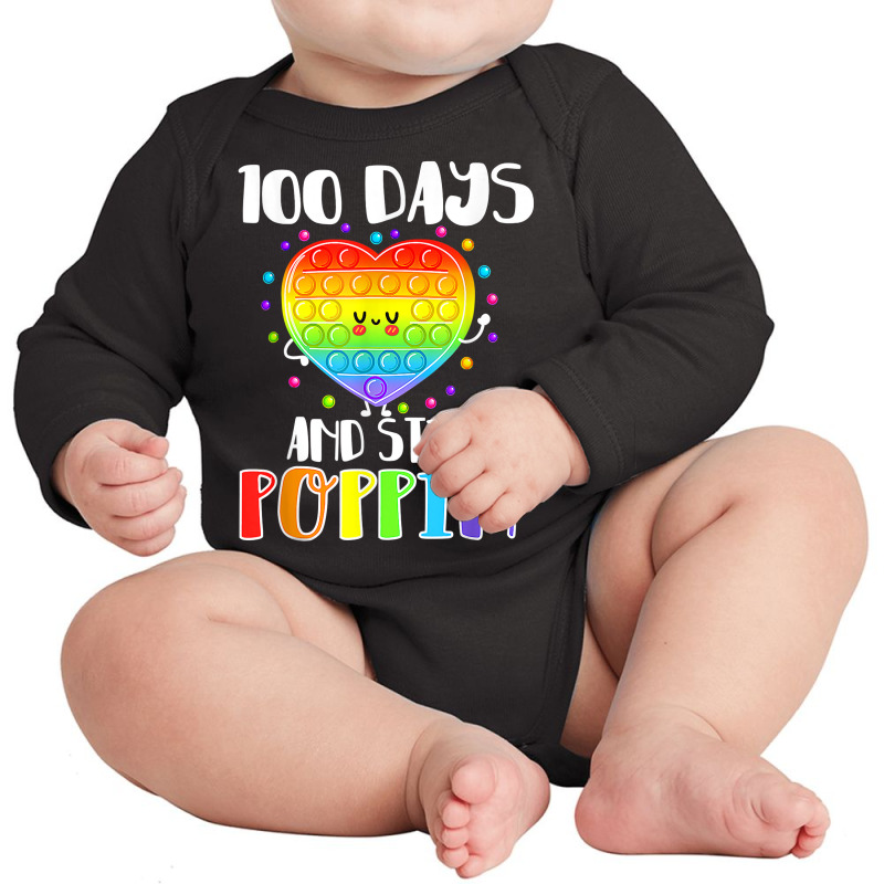 Happy 100 Days Of School And Still Poppin 100th Day Pop It T Shirt Long Sleeve Baby Bodysuit | Artistshot