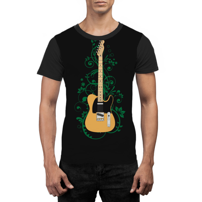 Butterscotch Tstyle Electric Guitar Flowering Vines Graphic T-shirt | Artistshot