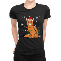 Somali Cat Christmas Lights Christmas Cat Santa Hat Ladies Fitted T-shirt | Artistshot