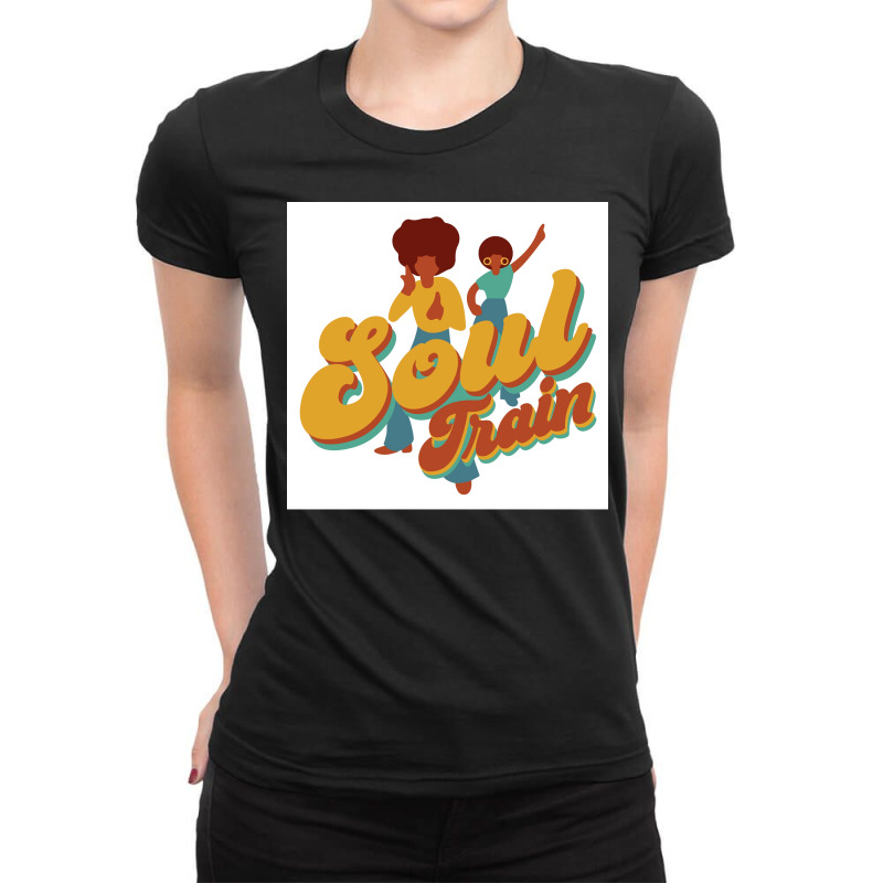 Soul Train 70s Style For Black Music Lovers Poster Travel Ladies Fitted T-Shirt by bantaymoltonr | Artistshot