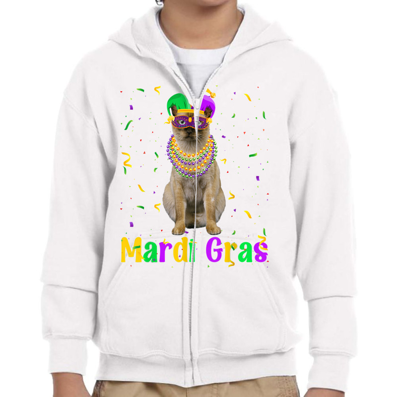 Funny Tonkinese Cat Mardi Gras Meowdi Gras Kitten Mask T Shirt Youth Zipper Hoodie | Artistshot