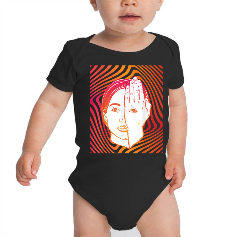 Girl With Eye On Hand Psychedelic Hypnotic Background T Shirt Baby Bodysuit by hyong5i4 | Artistshot