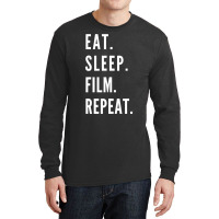 Eat Sleep Film Repeat Classic Funny 70s Long Sleeve Shirts | Artistshot