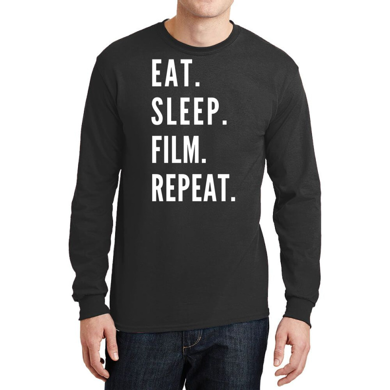 Eat Sleep Film Repeat Classic Funny 70s Long Sleeve Shirts by soyefkettieu | Artistshot