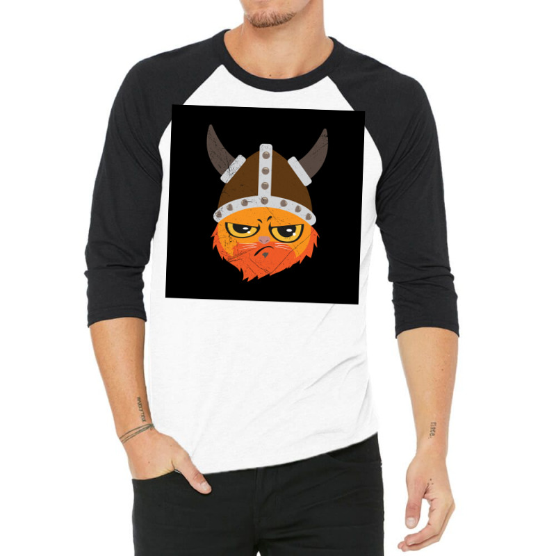 Viking Cat Cat Viking Helmet Emotion Gift  Retro Hipster 3/4 Sleeve Shirt | Artistshot