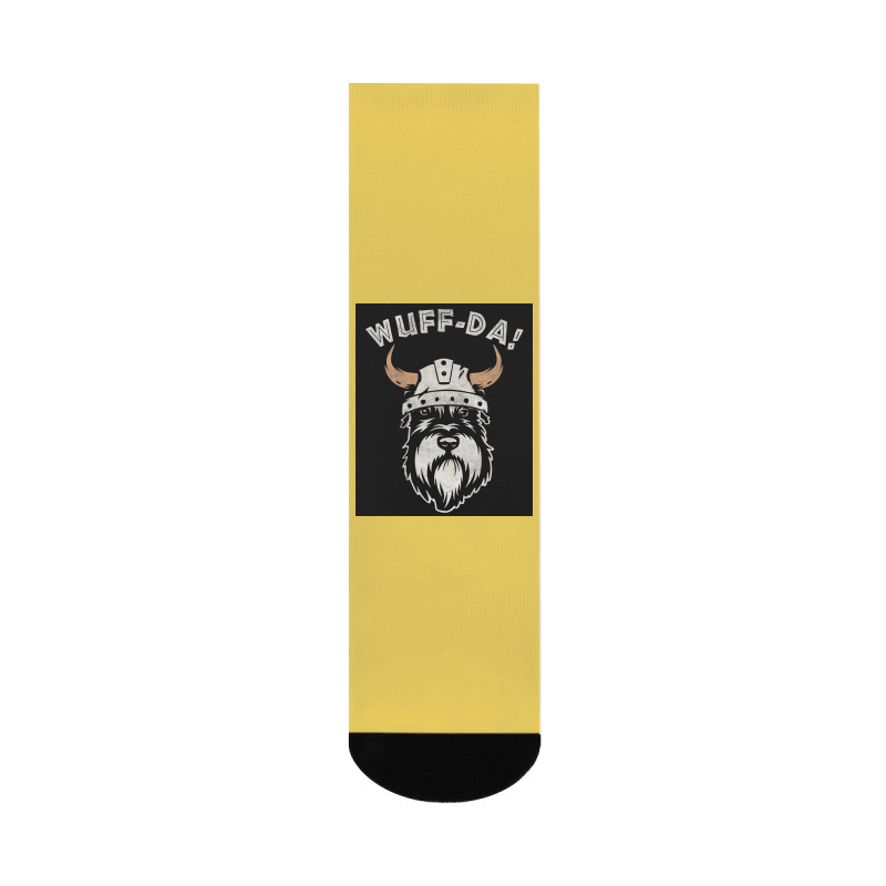 Wuff Da Uff Da And Woof Pun With Shnautser Dog In Viking Helmet  Girl Crew Socks | Artistshot