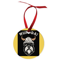 Wuff Da Uff Da And Woof Pun With Shnautser Dog In Viking Helmet  Girl Ornament | Artistshot