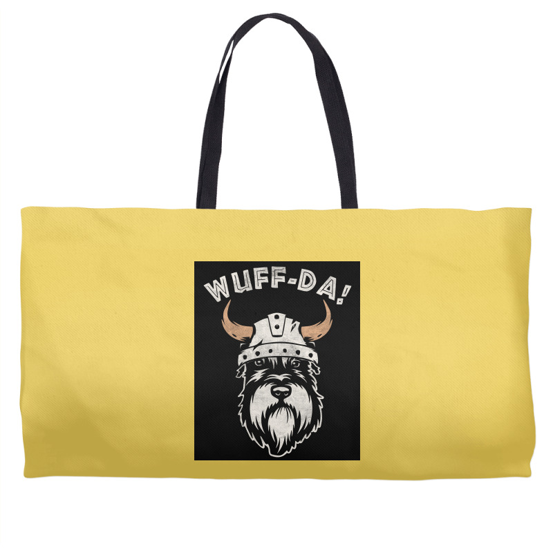 Wuff Da Uff Da And Woof Pun With Shnautser Dog In Viking Helmet  Girl Weekender Totes | Artistshot