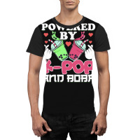 Powered By Kpop And Boba Milk Tea Kpop Finger Heart Kawaii Gift Graphic T-shirt | Artistshot