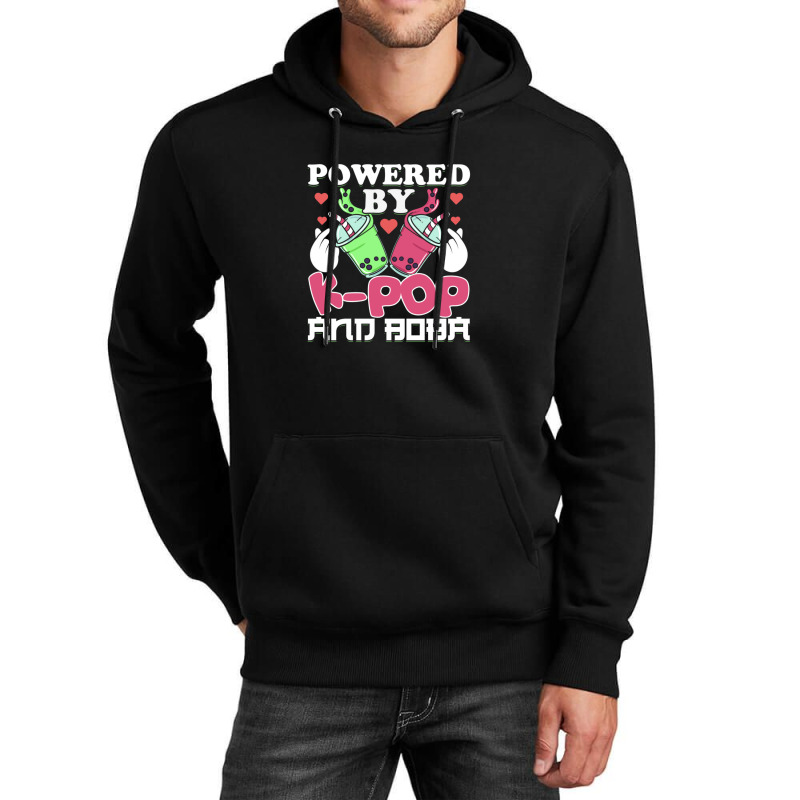 Powered By Kpop And Boba Milk Tea Kpop Finger Heart Kawaii Gift Unisex Hoodie | Artistshot