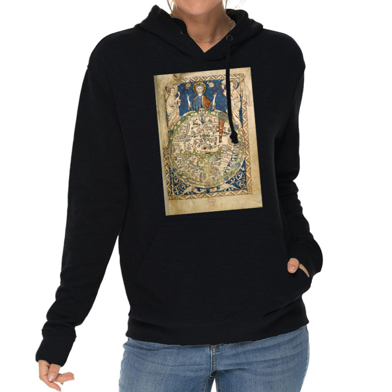 Psalter World Map 13th Century  Love Hippie Red Lightweight Hoodie | Artistshot