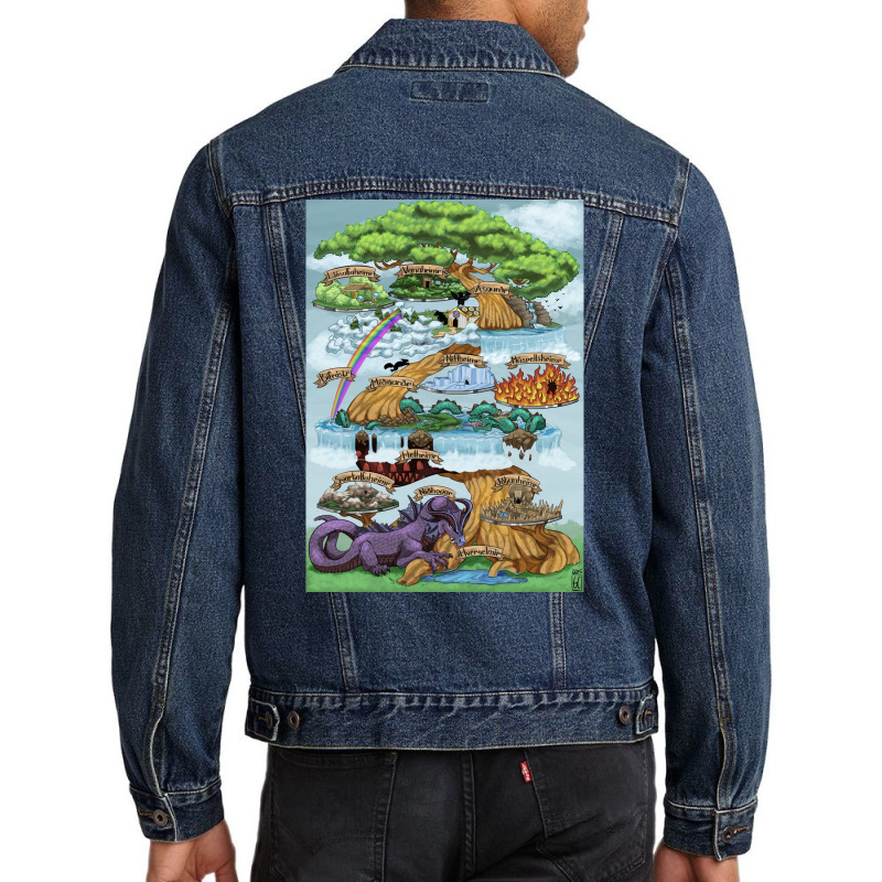 Yggdrasill The Nine Worlds  Aesthetic Aesthetic Men Denim Jacket | Artistshot