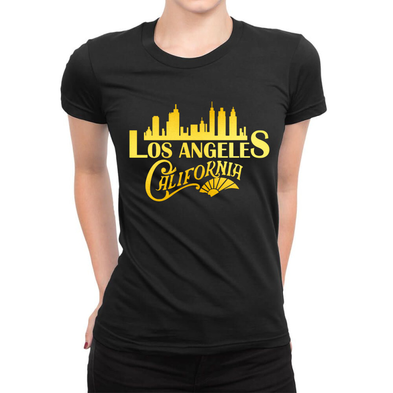 Los Angeles City Skyline Ladies Fitted T-Shirt by Ableh Store | Artistshot