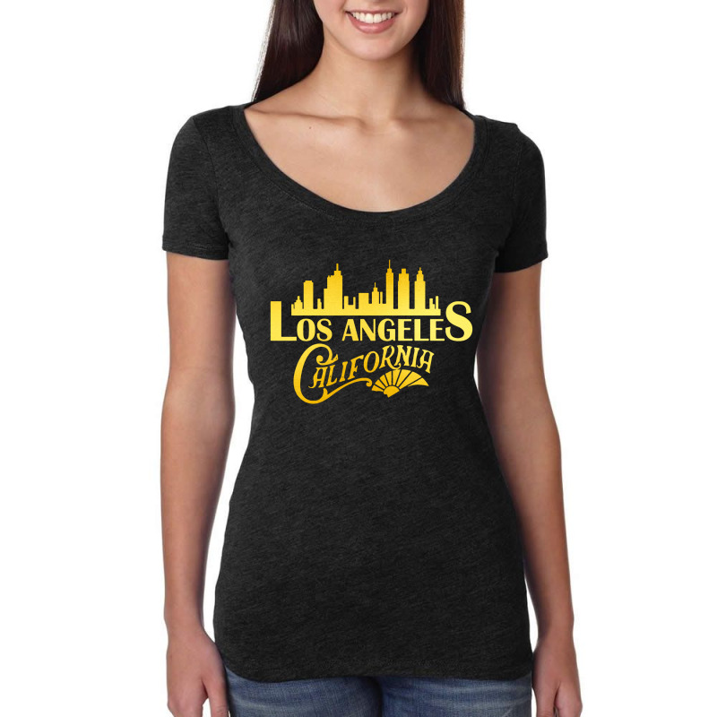 Los Angeles City Skyline Women's Triblend Scoop T-shirt by Ableh Store | Artistshot