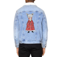 Cute Sad Shy Mouse Character With Red Dress Outfit Unisex Sherpa-lined Denim Jacket | Artistshot