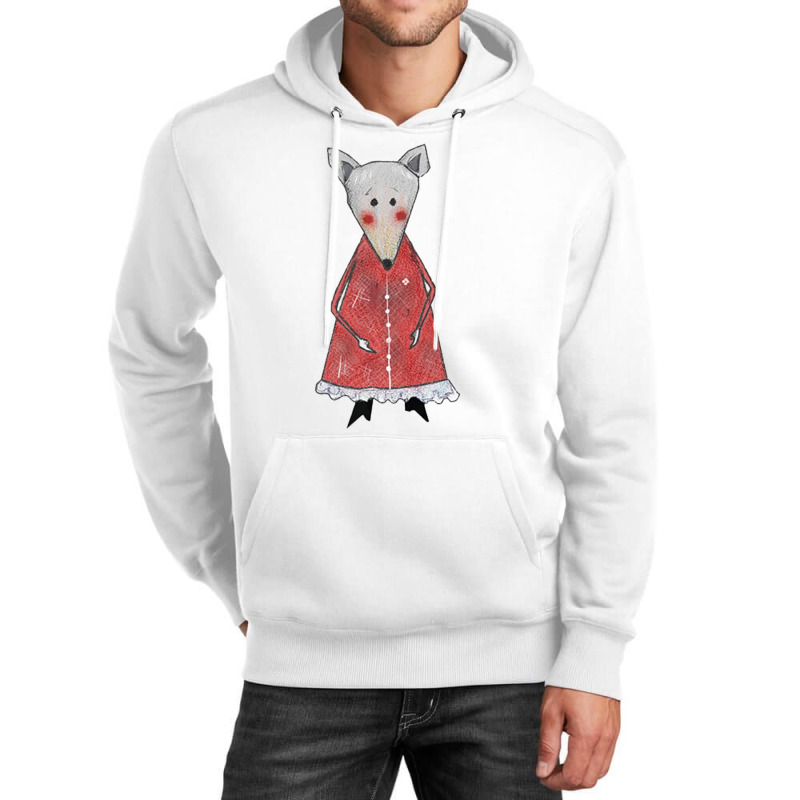 Cute Sad Shy Mouse Character With Red Dress Outfit Unisex Hoodie | Artistshot