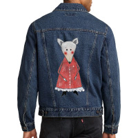 Cute Sad Shy Mouse Character With Red Dress Outfit Men Denim Jacket | Artistshot