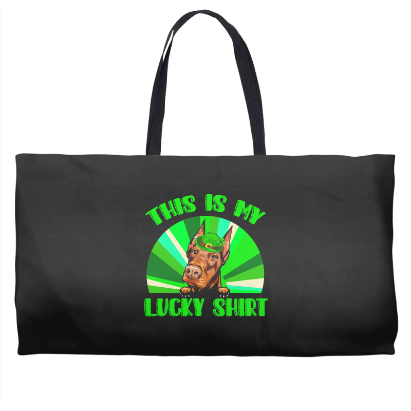 St Patricks Day Gift T  Shirt Doberman Leprechaun St Patricks Day Dog Weekender Totes | Artistshot