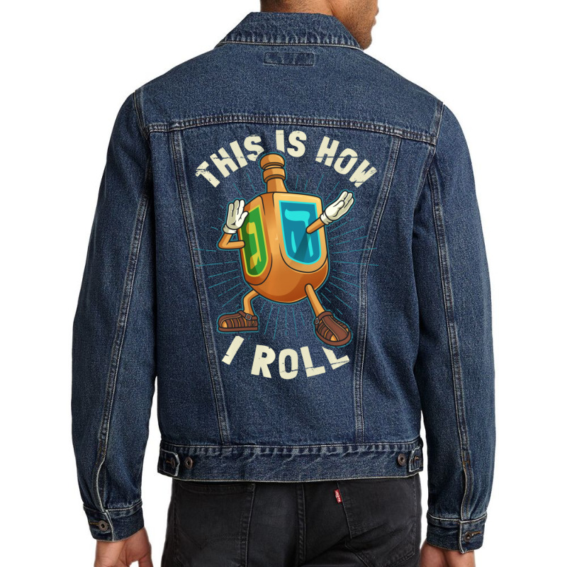 Hot Trend Hanukkah Dabbing Dreidel This Is How I Roll Men Denim Jacket | Artistshot