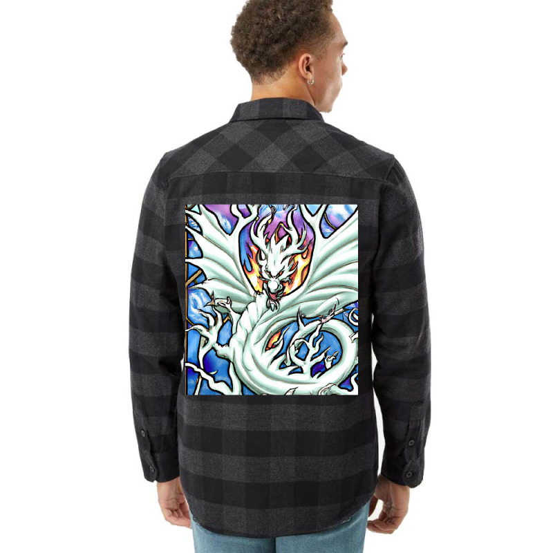 Hot Trend White Dragon Breathing Fire Stained Glass Flannel Shirt | Artistshot