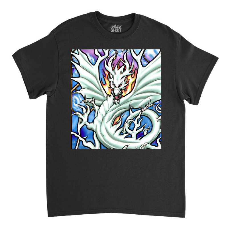 Hot Trend White Dragon Breathing Fire Stained Glass Classic T-shirt | Artistshot