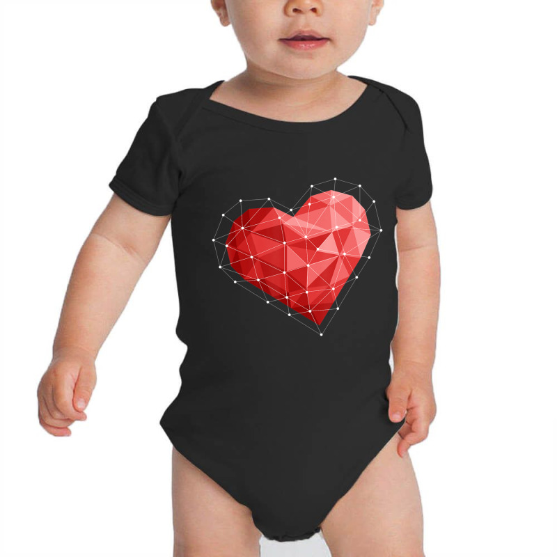 Hot Trend Cute Geometric Heart Geometry Art Valentines Day February 14 Baby Bodysuit | Artistshot