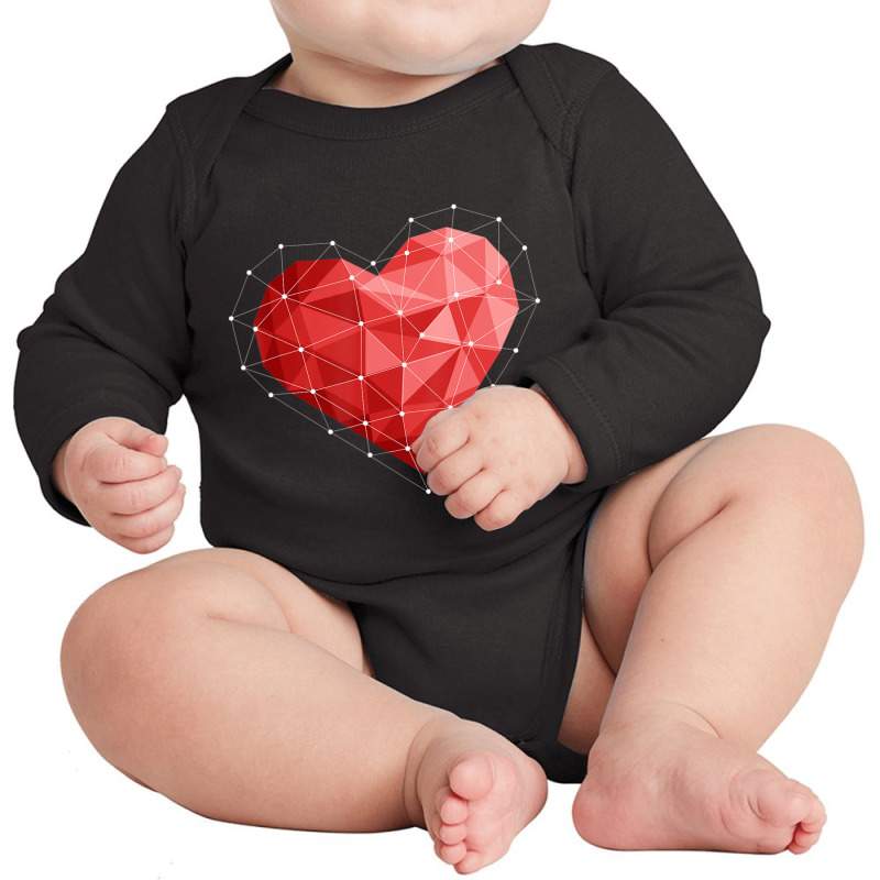 Hot Trend Cute Geometric Heart Geometry Art Valentines Day February 14 Long Sleeve Baby Bodysuit | Artistshot