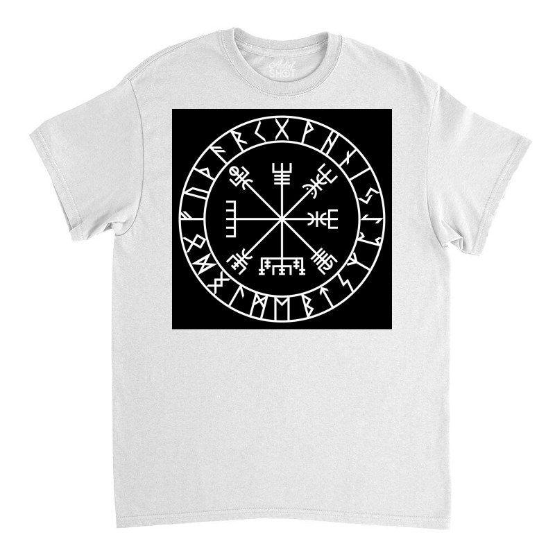 Vegvsir Path Guide And Elder Futhark Runes  Hippie 70s Classic T-shirt by ptomeyserini7 | Artistshot