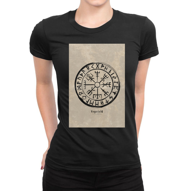 Vegvsir Viking Compass Vintage Black  Love Ladies Fitted T-Shirt by swaratnelsono | Artistshot