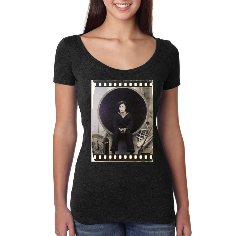 Buster Keaton  The Navigator  Film  D31 Classic Blue Hipster Women's Triblend Scoop T-shirt by abofrajnifaa | Artistshot