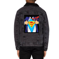 Grandpop Superhero Grandpa Ripped Unisex Sherpa-lined Denim Jacket | Artistshot