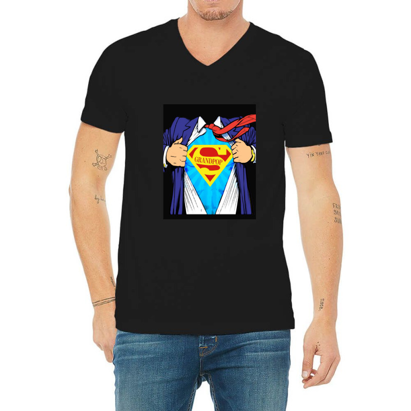 Grandpop Superhero Grandpa Ripped V-neck Tee | Artistshot